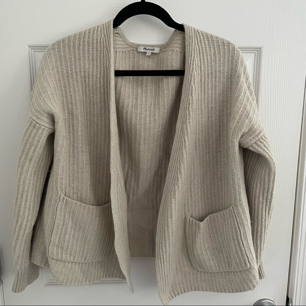 Madewell Boxy Wool Blend Offwhite Open Cardigan